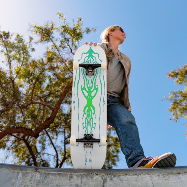 Skateboard Resumen del diseño del tatuaje del calamar tribal  (Exterior 1)