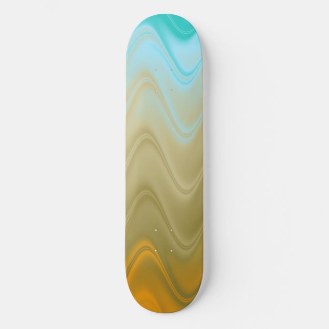 Skateboard Resumen del Naranja de Wavy Blue Green (Anverso)