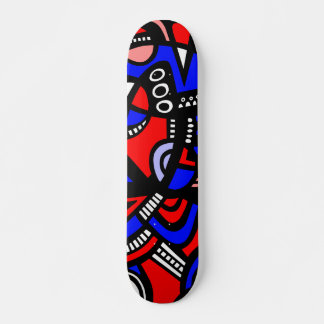 Skateboard Resumen en tonos rojos, azules, blancos y negros
