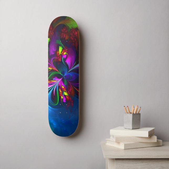 Skateboard Resumen floral moderno Patrón azul rojo del arte # (Arte de la pared)