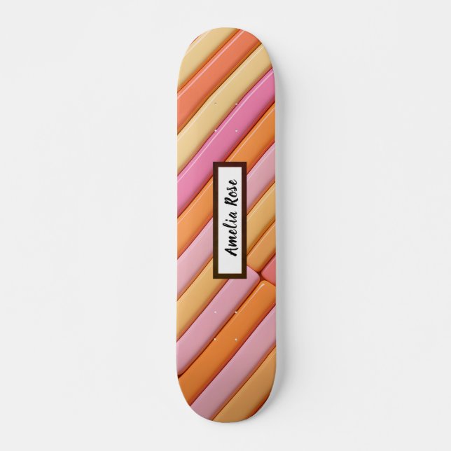 Skateboard Resumen geométrico Pastel personalizado (Anverso )
