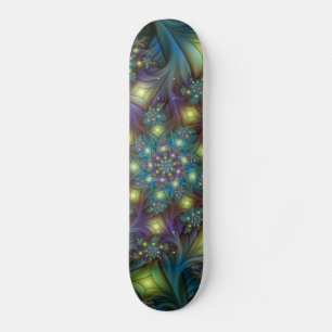 Skateboard Resumen ilustrado brillante arte fractal púrpura V