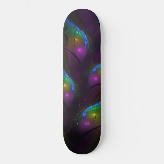 Skateboard Resumen luminoso colorido de fractal trippy modern (Anverso)