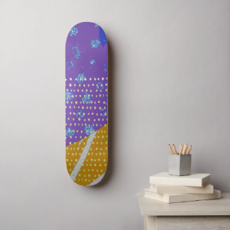 Skateboard Resumen moderno amarillo morado y puntos