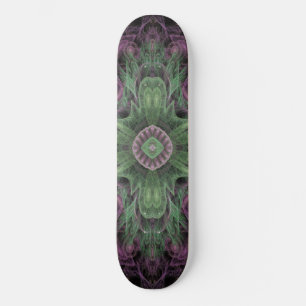 Skateboard Resumen moderno Diseño fractal púrpura y verde