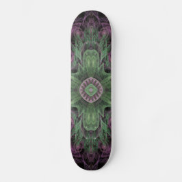 Skateboard Resumen moderno Diseño fractal púrpura y verde
