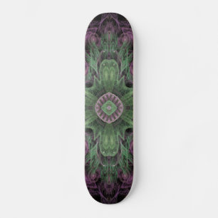 Skateboard Resumen moderno Diseño fractal púrpura y verde