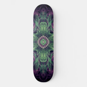 Skateboard Resumen moderno Diseño fractal púrpura y verde