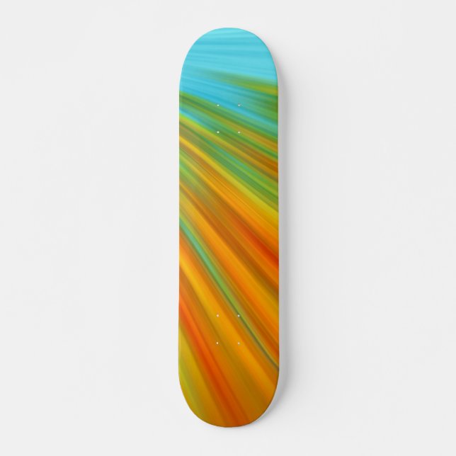 Skateboard Resumen naranja amarillo rojo rayas verdes en azul (Anverso )