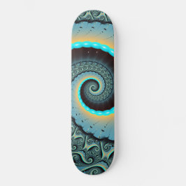 Skateboard Resumen Naranja azul turquesa arte fractal