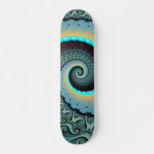 Skateboard Resumen Naranja azul turquesa espiral de arte frac