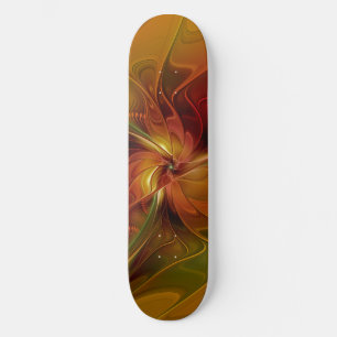 Skateboard Resumen Naranja rojo Brown Flor de arte fractal ve