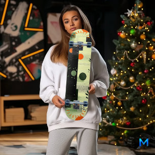 Skateboard Resumen Naranja verde con geométrica Minimalista