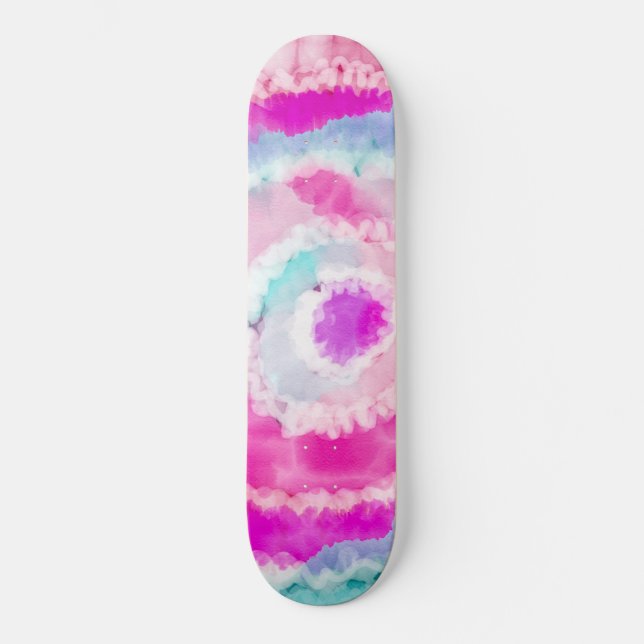 Skateboard Resumen Pintura de tinte blanco rosado de la chica (Anverso)
