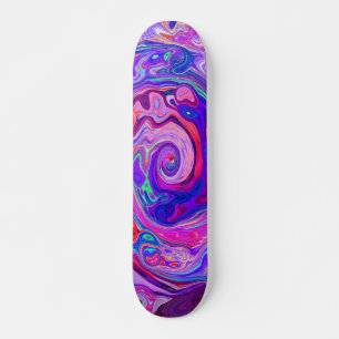 Skateboard Resumen retro púrpura y Naranja Groovy Swirl