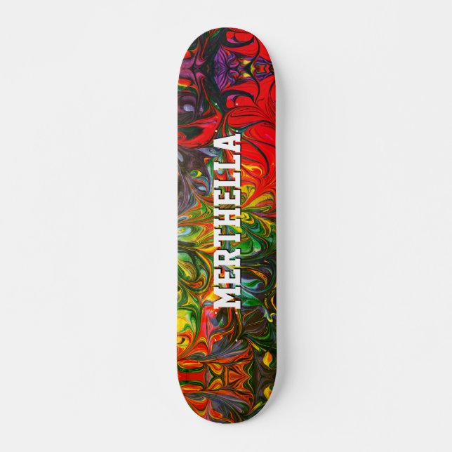 Skateboard Resumen rojo colorido personalizado (Anverso )