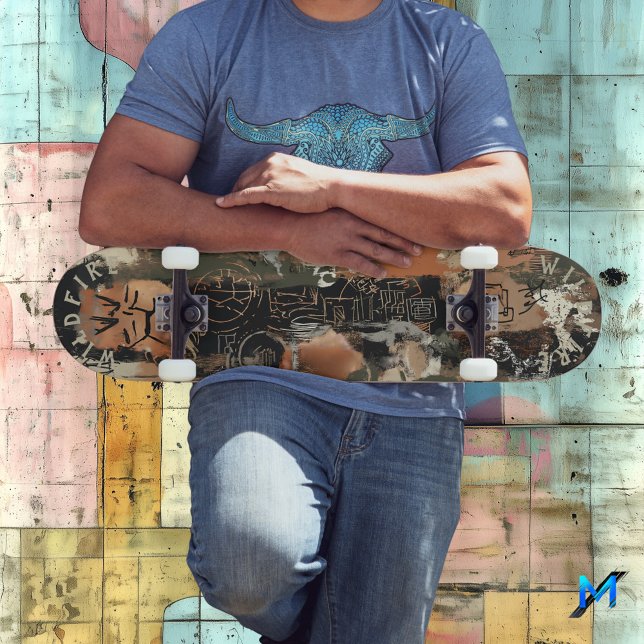 Skateboard Resumen rústico con intrincada línea de graffiti (Subido por el creador)