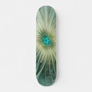 Skateboard Resumen Sage Green Fantasy Flower Fractal Art
