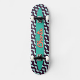 Skateboard Resumen Semicircles Patterado Nombre personalizado