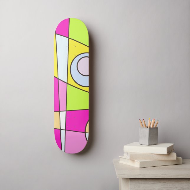 Skateboard Resumen Surfing Bright Pink Green Bubblegegum (Arte de la pared)