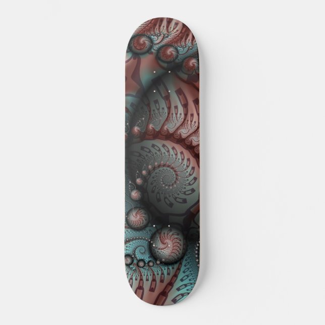 Skateboard Resumen Vivid Fantasy Fractal Art Brown Blue (Anverso)
