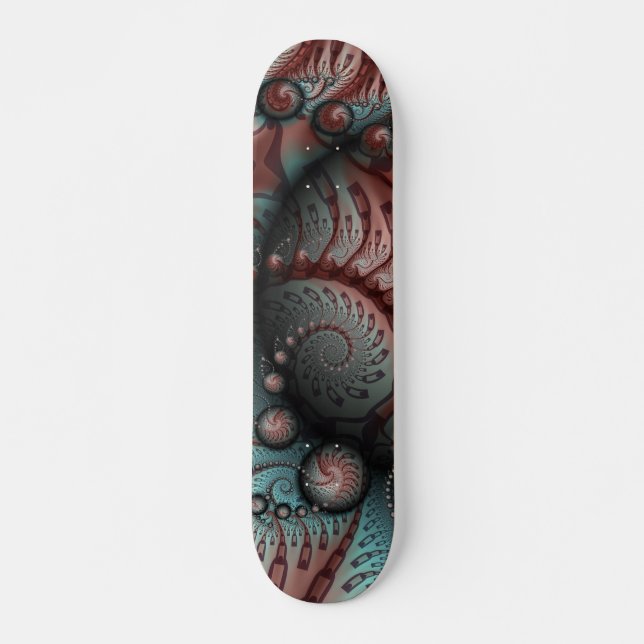 Skateboard Resumen Vivid Fantasy Fractal Art Brown Blue (Anverso )