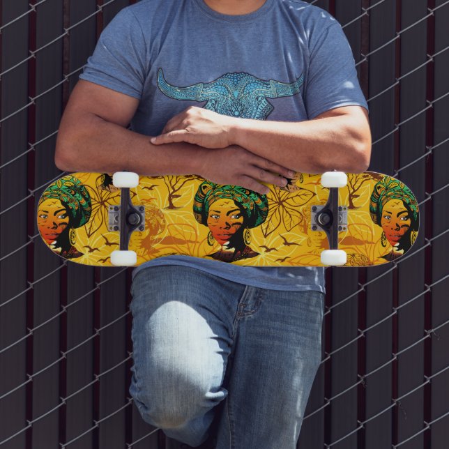 Skateboard Retrato de mujer africana con puesta de sol (Exterior 3)