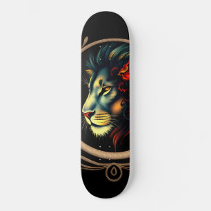Skateboard Retrato estilizado de cabeza de león en marco de M