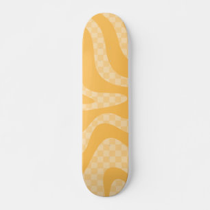 Skateboard Retro Aesética Swirt Check Mustard Amarillo