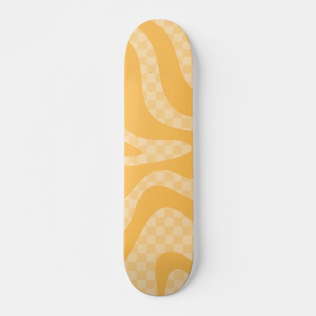 Skateboard Retro Aesética Swirt Check Mustard Amarillo (Anverso )