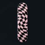 Skateboard Retro Black Pink Checks Warped Checkered<br><div class="desc">Patineta de patinaje moderno y psicodélico retro</div>