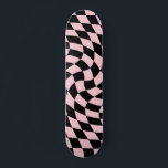 Skateboard Retro Black Pink Checks Warped Checkered<br><div class="desc">Patineta de patinaje moderno y psicodélico retro</div>
