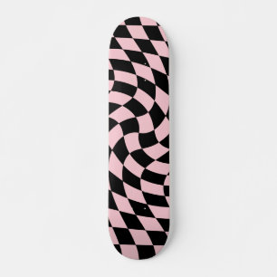 Skateboard Retro Black Pink Checks Warped Checkered