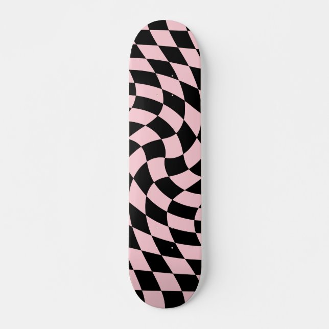 Skateboard Retro Black Pink Checks Warped Checkered (Anverso )