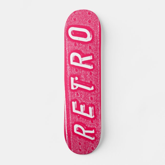 Skateboard Retro - Blanco y rojo neón (Anverso)