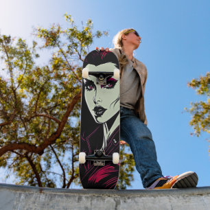 Skateboard Retro Chica Vamp - Negrita Estilo Pelíc