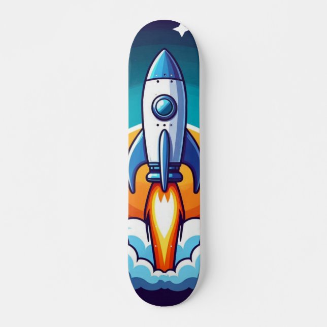 Skateboard Retro, cohete espacial exterior (Anverso )