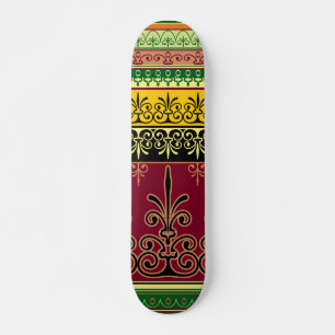 Skateboard Retro Colorido Borgoña Verde Resumen Guay de moda