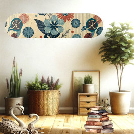 Skateboard Retro Floral Motif Vintage Pattern Monogram Trendy