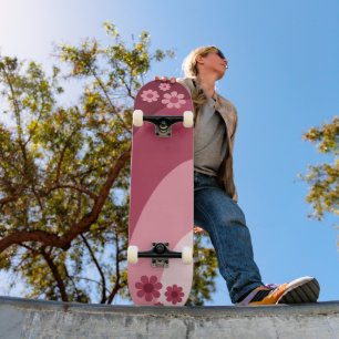 Skateboard Retro Floral Pink 
