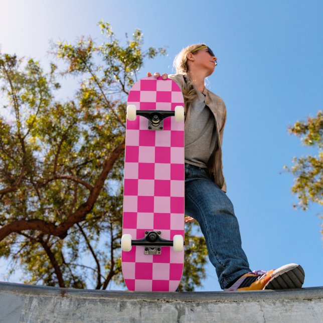 Skateboard Retro geométrico rosa cálido (Exterior 1)