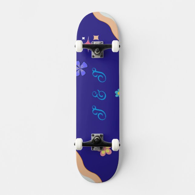Skateboard Retro Groovy Pastel Floral Aesthetic  (Anverso)