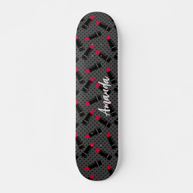 Skateboard Retro, lápiz labial rojo (Anverso )