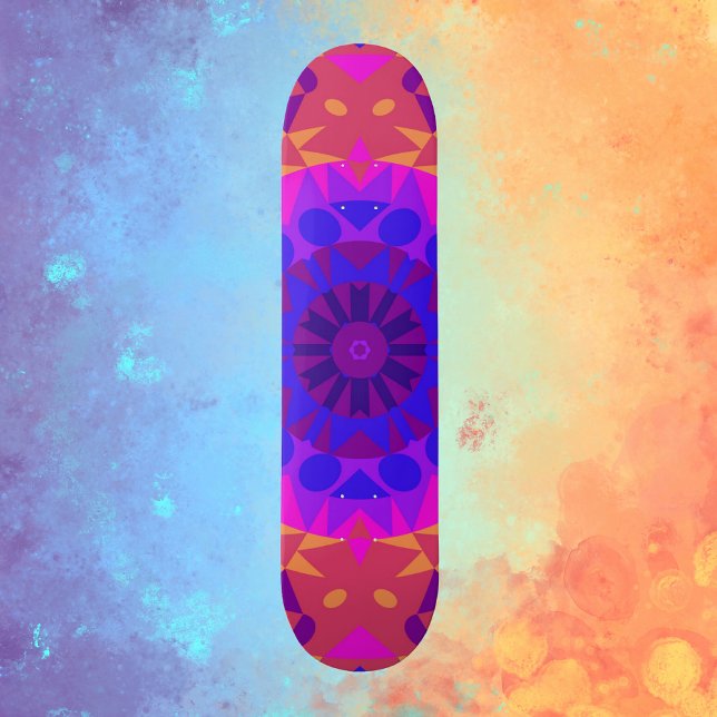 Skateboard Retro Mandala Flor Azul rosa y Naranja (Subido por el creador)