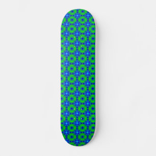 Skateboard Retro Margeriten u. Sterne Artdeco en grün blau