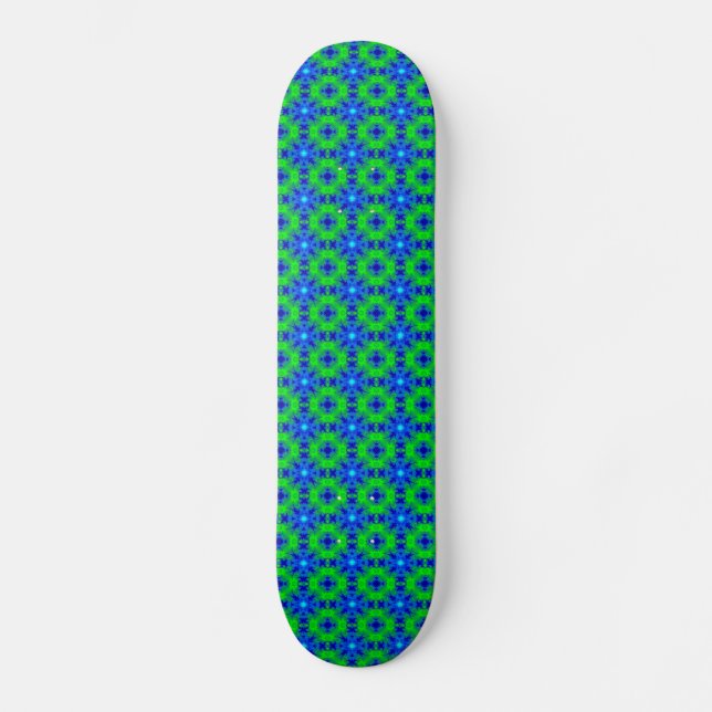 Skateboard Retro Margeriten u. Sterne Artdeco en grün blau (Anverso)