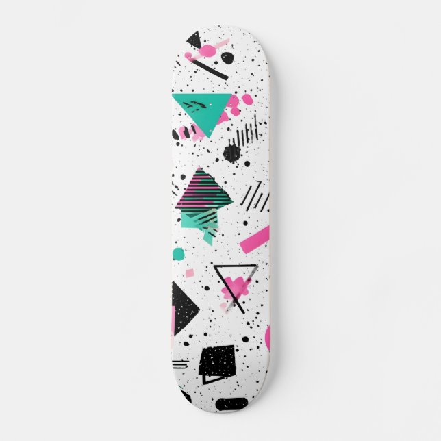 Skateboard Retro Memphis Geometric Pattern (Anverso)