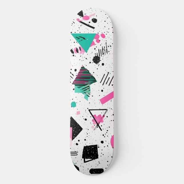 Skateboard Retro Memphis Geometric Pattern (Anverso)