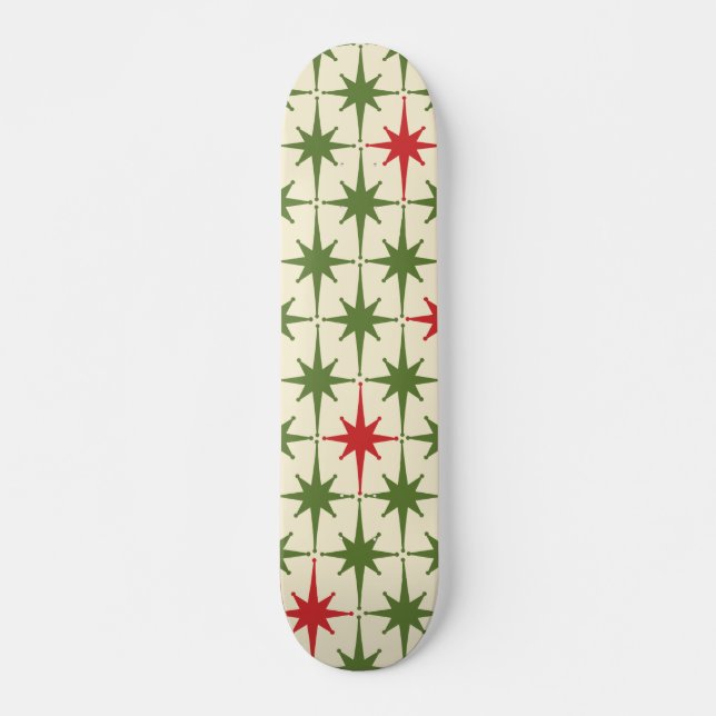 Skateboard Retro moderno de medio siglo estrena Crema Verde R (Anverso )