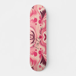 Skateboard Retro Rosa Abstracto Arte Floral Girly Vintage